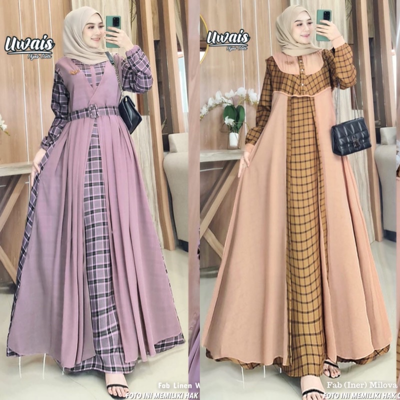GAMIS SETELAN RETRICA DESTAMA KIRAY SET DRESS MAXY CERUTTY CERUTY CERUTI MOTIF TARTAN KOTAK BURBERRY