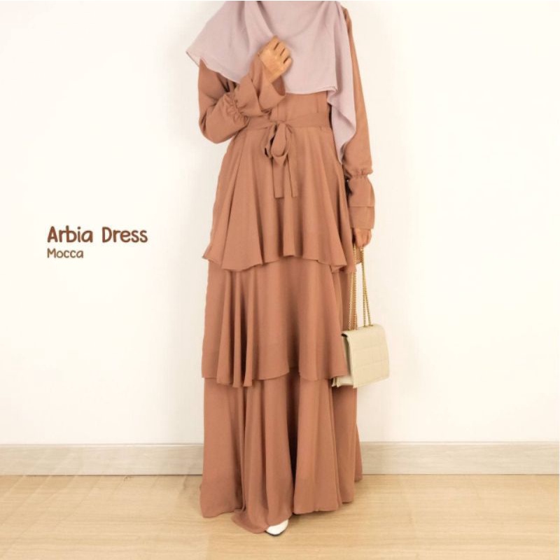COD Arbia dress || pakaian baju gamis hijab outfit ruffle ceruty wanita muslim lebaran bandung syari
