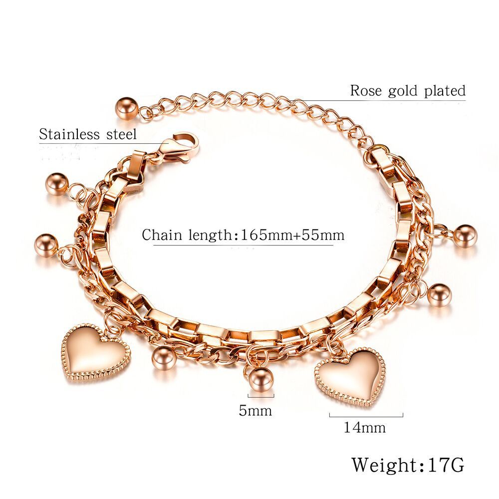 Bisa Cod 18K Emas Gelang Wanita Titanium Asli Anti Karat Fashion Korea Gelang Rose Gold Hadiah Hari Valentine Terbaik 113G2#