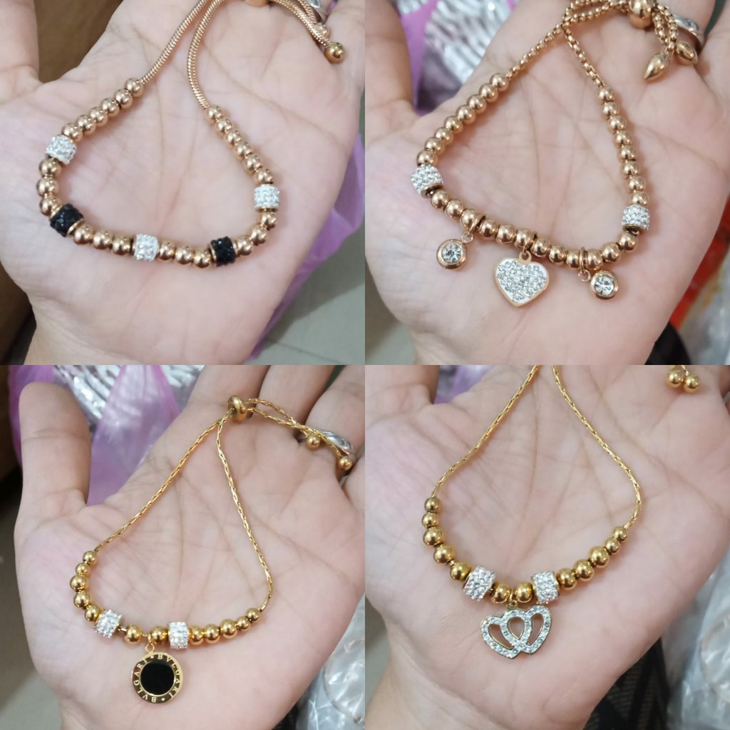 Gelang serut titanium model biji lada permata