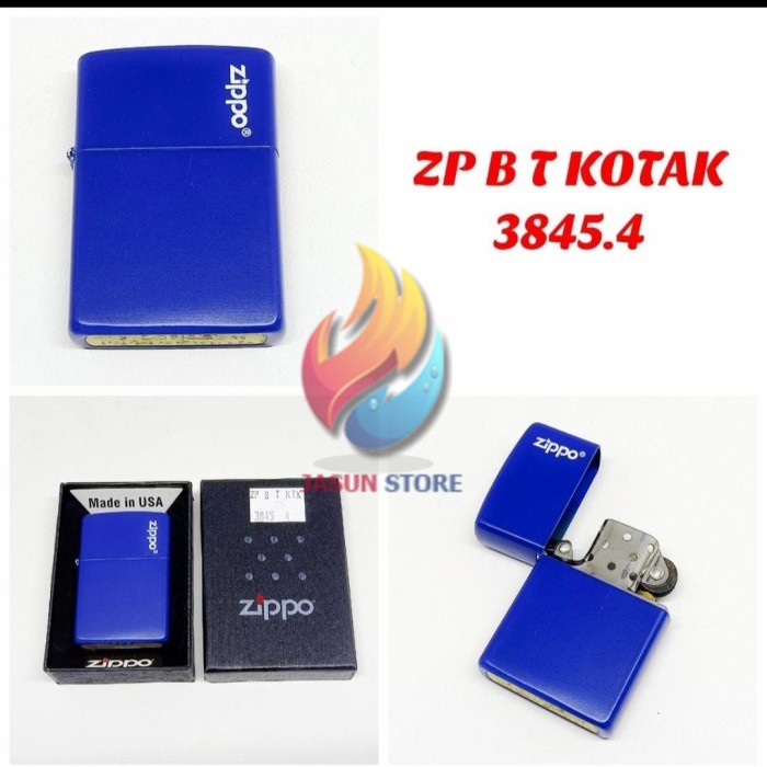 Korek Api Zippo mate Biru muda tulisan atas