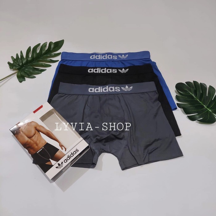 [MURAH] [COD] Celana Dalam Boxer Pria ADIDAS 3pcs/box - adidas, M