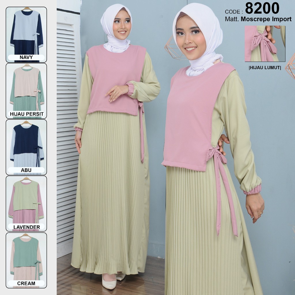 Gamis Terbaru Model Polos Kombinasi GB-8200