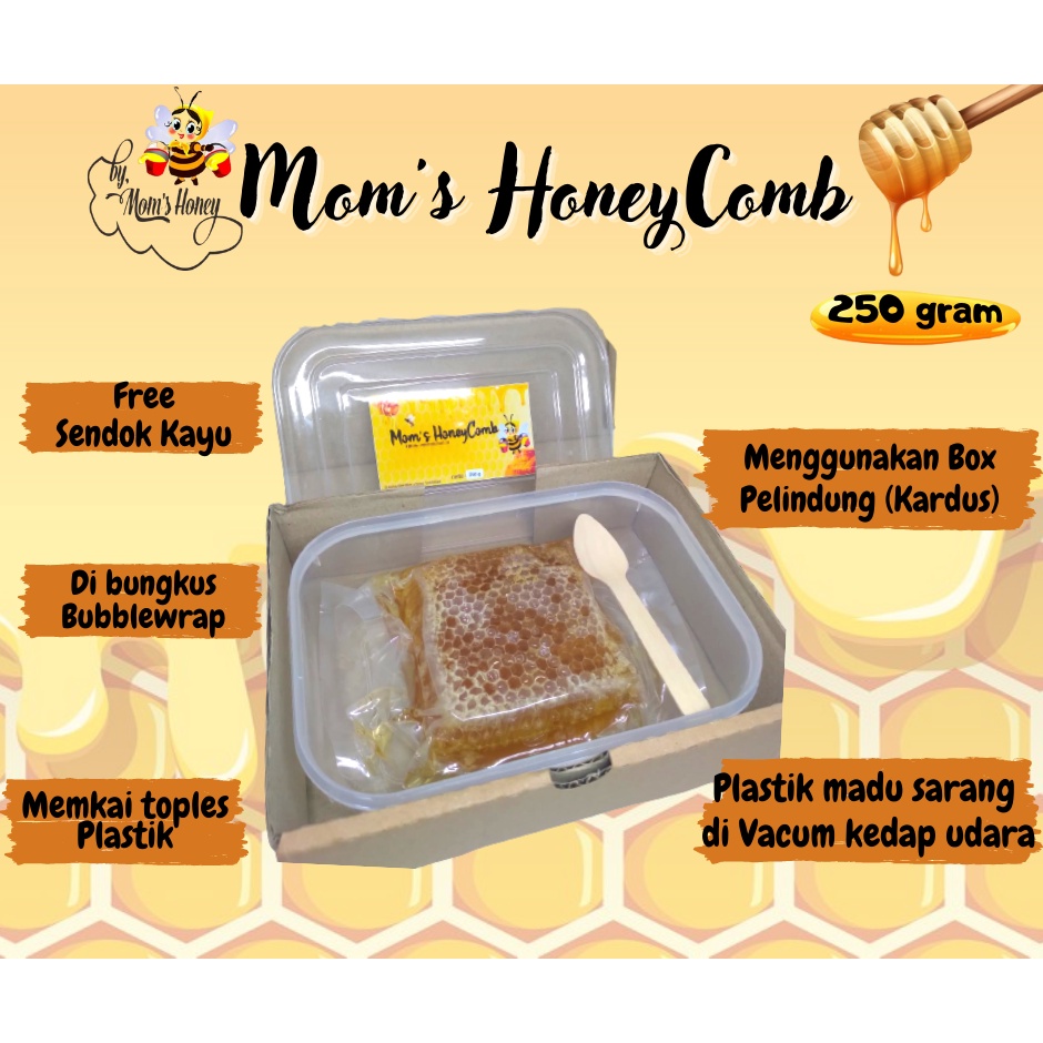 

Madu sarang 250 gram By MOMS HONEY- Moms HoneyComb Asli
