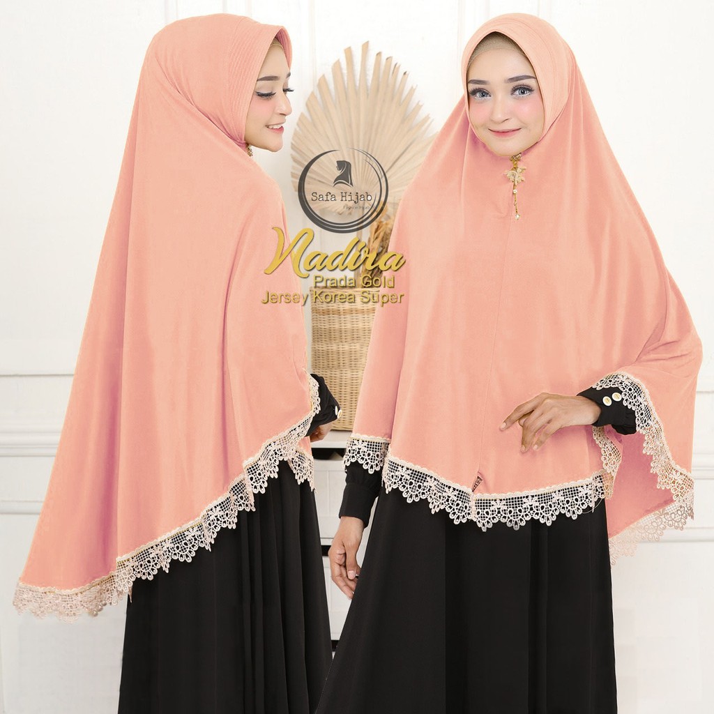 Jilbab Instan Jersey Terbaru Khimar Jersey Jumbo Renda Nadira Jilbab Bergo termurah Safa Hijab