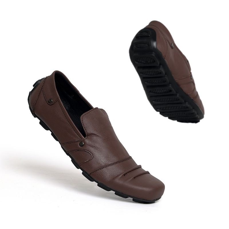 Best Product - Sepatu Pantofel Hitam Pria Crocodile Tanpa Tali Pendek Kulit Swedian Formal Kerja