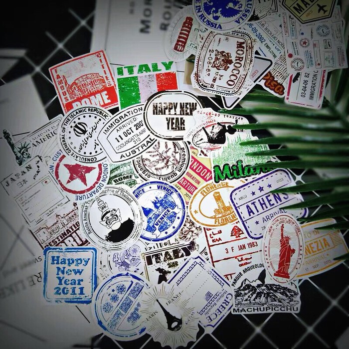 

Stiker Koper / Sticker Luggage Retro Postage Stamp Country 60 Pieces Murah