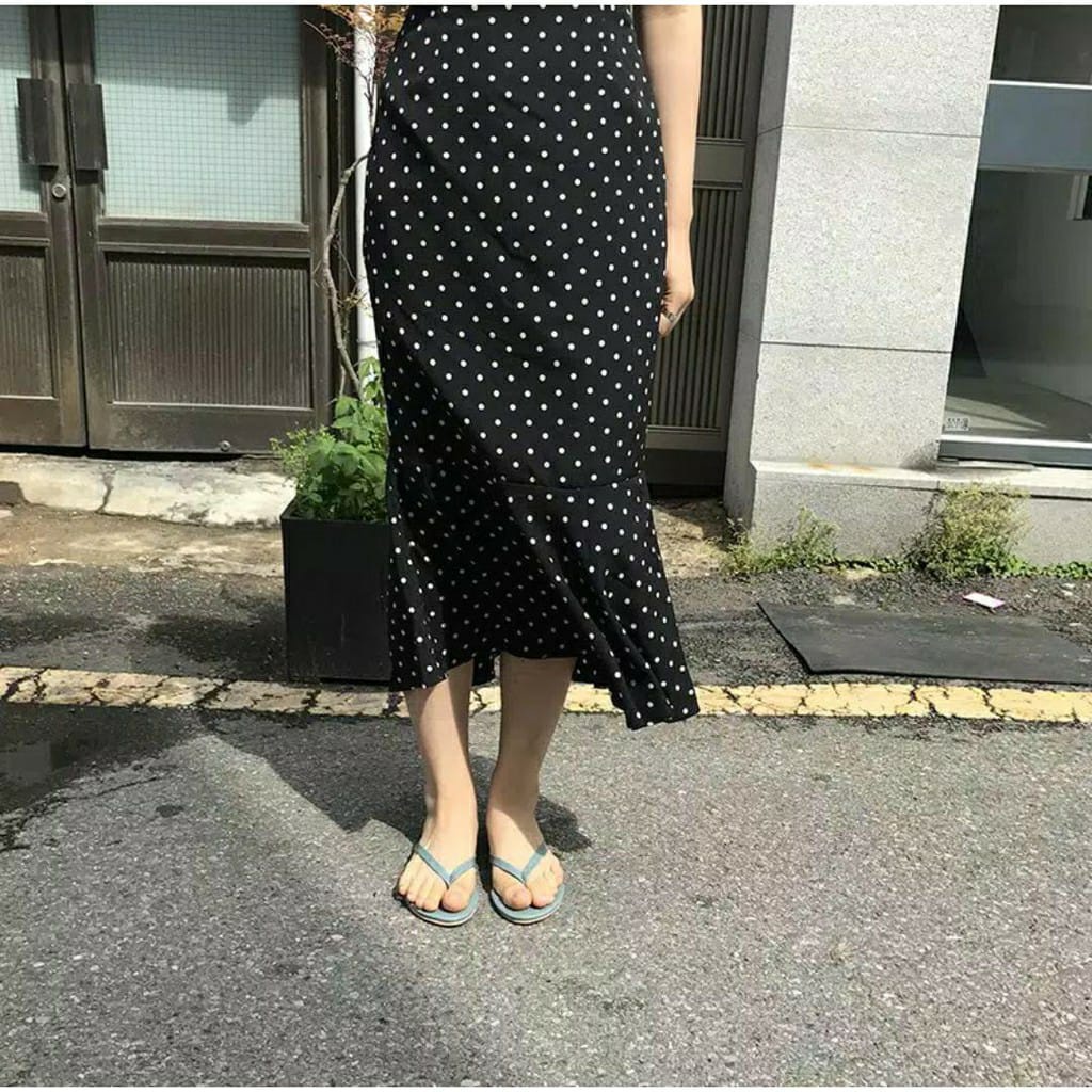 BEFAST - ZEC OOTD Wanita Rok Korean DESYANA / Byeol Polka Midi Skirt / Rok Di Bawah Dengkul / Rok Wanita Polkadot Kekinian / Rok Terbaru