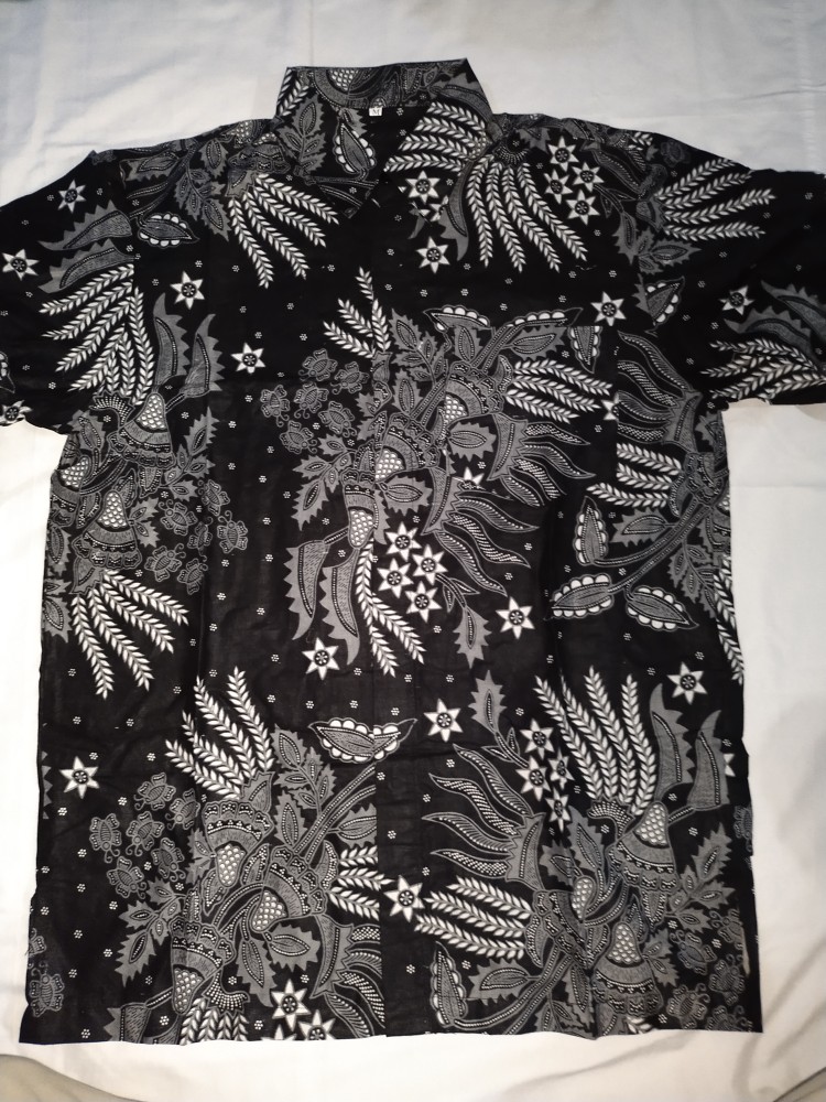 Batik Pria Lengan Pendek Batik Azmil Hrb026 Motif Keratonan Kode 002 Size M L Xl Xl Reguler