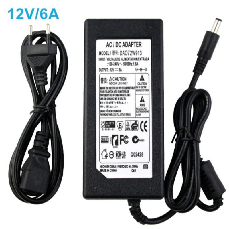 Power Supply Adaptor 12V 6A CCTV Monitor LED CZE-7C ST-7C ST-15B