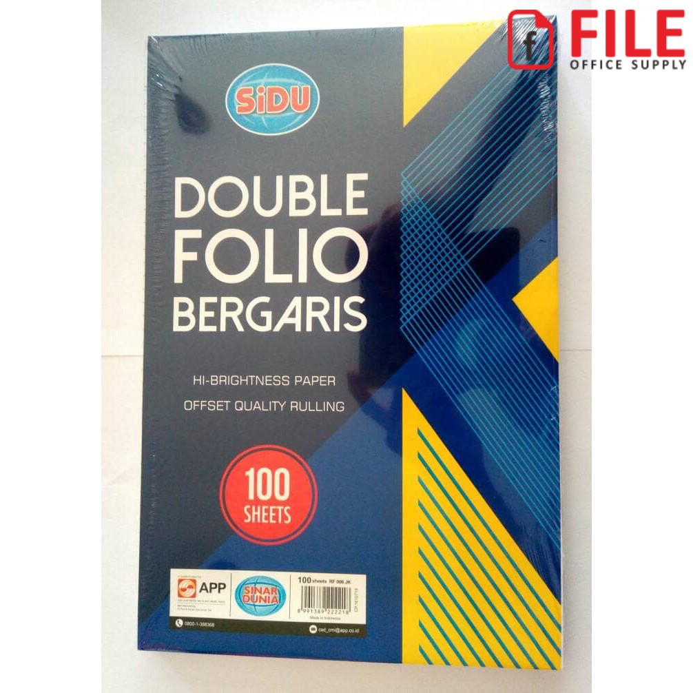 

Kertas Double Folio Garis / Rulling Folio Sinar Dunia (100 Lembar)