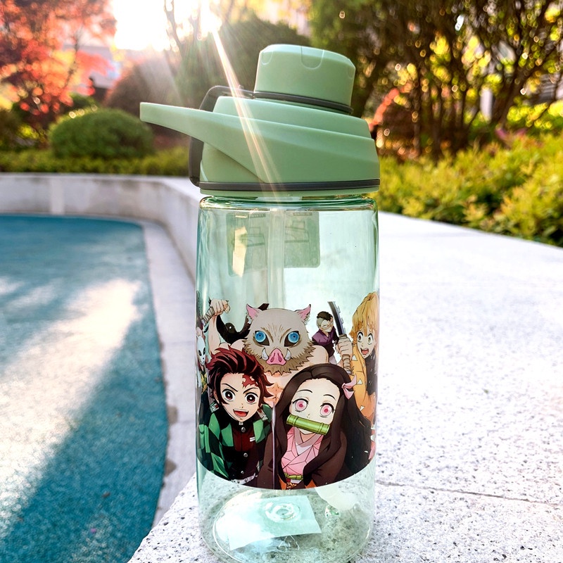 Anime Demon Slayer cup dual purpose straw cup Cangkir Air Kasual Botol Air Olahraga Langsung Minum