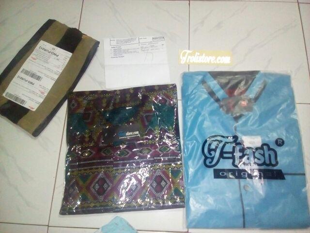 Trolistore Grosir Kemeja Batik Pria Cowok Goe Lengan Pendek Toska Ungu