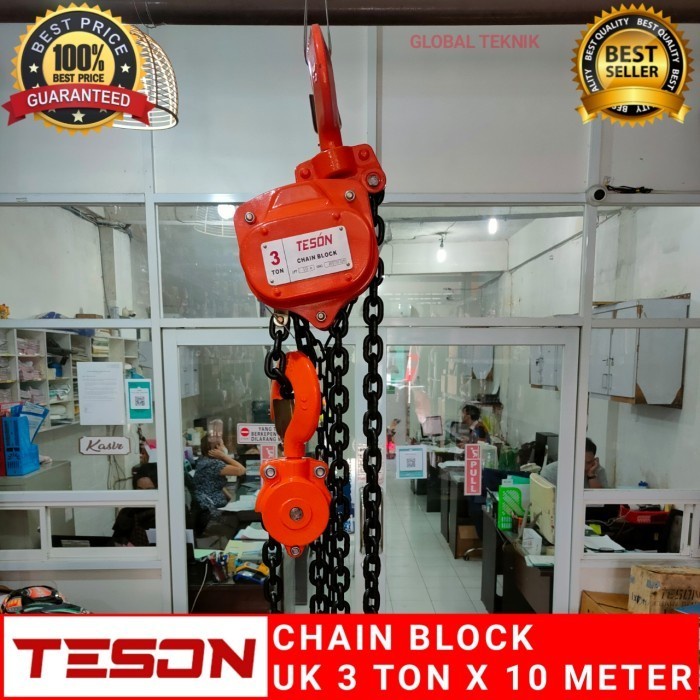 Takel manual 3 ton 10 meter Kerekan Katrol 3Tx10M Derek Hoist Lift chain