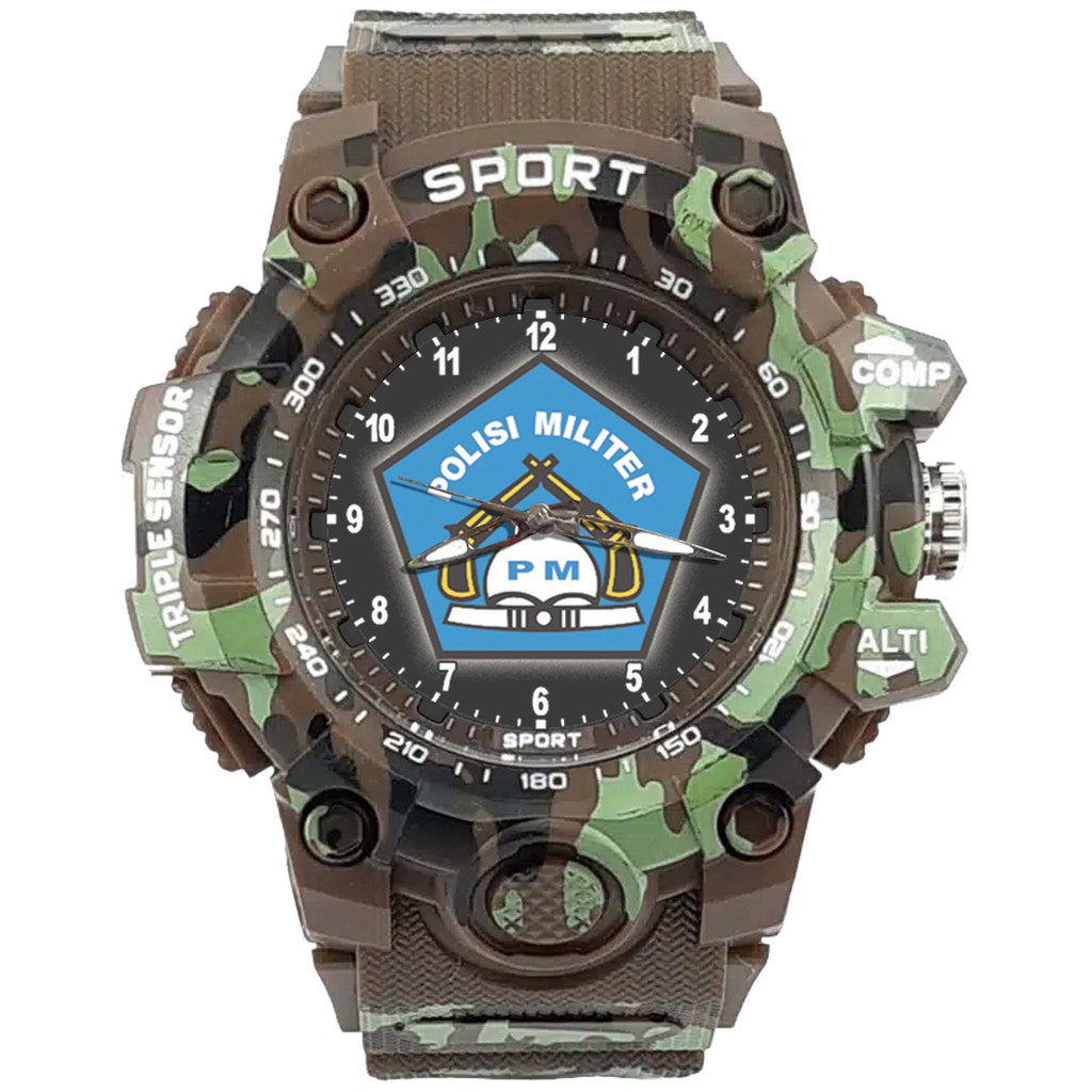 {Istimewa} Jam Tangan LOGO POLISI MILITER - PM 1 Coklat Army Water Resistant