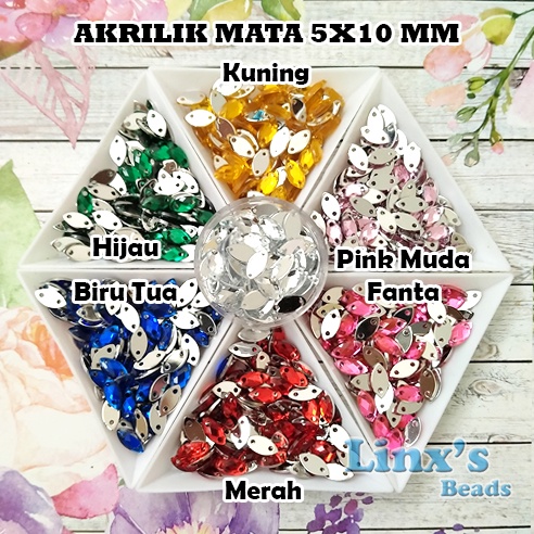 Mote Payet Akrilik Mata Grade A Uk. 5x10 mm
