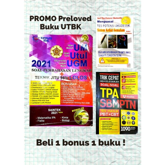 PROMO PRELOVED BUKU UTUL UGM SAINTEK 2021 DAN TPA UTBK SBMPTN