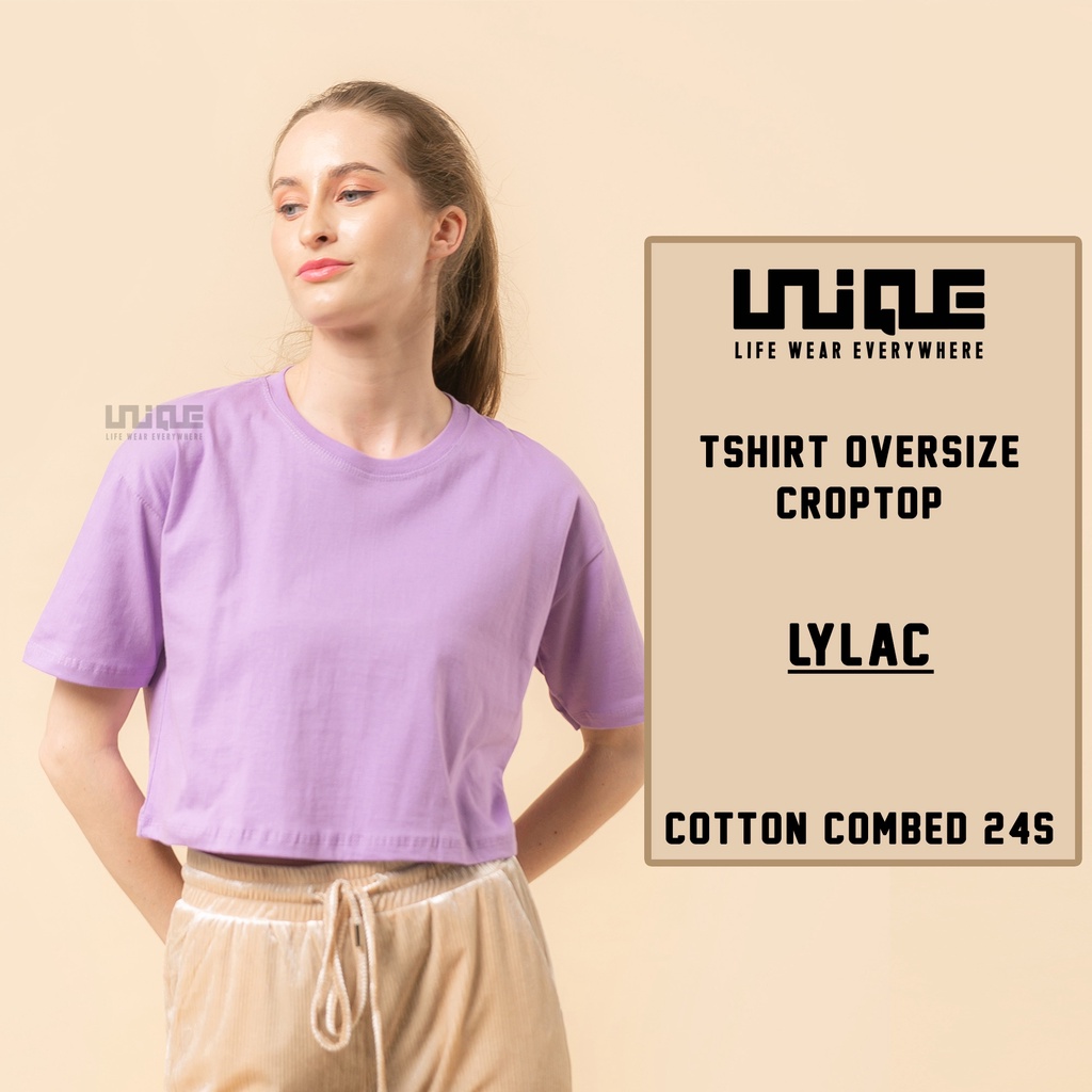 UNIQUE - (CropTop Series) Kaos Oversize Croptop Lylac