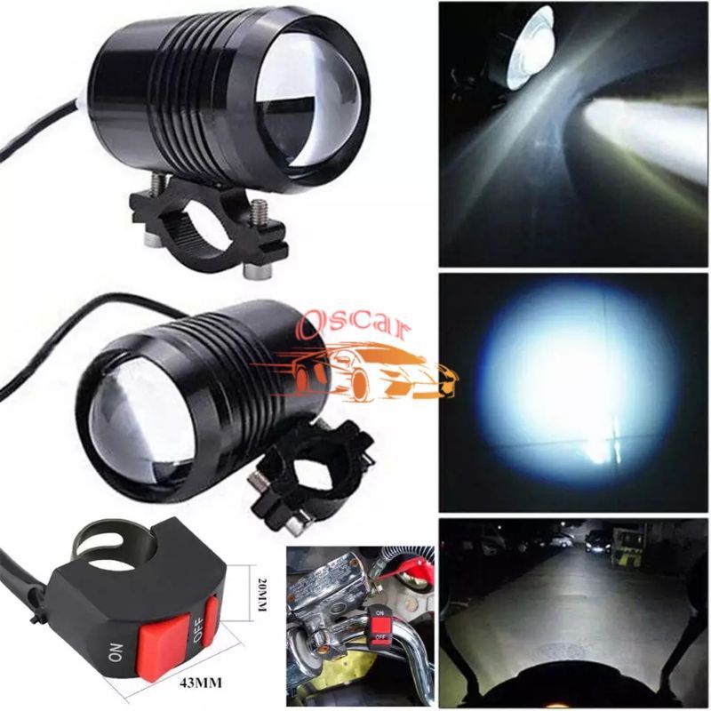 Lampu Sorot Tembak LED Projie Projektor U1 Putih Cree Lampu Sorot Motor