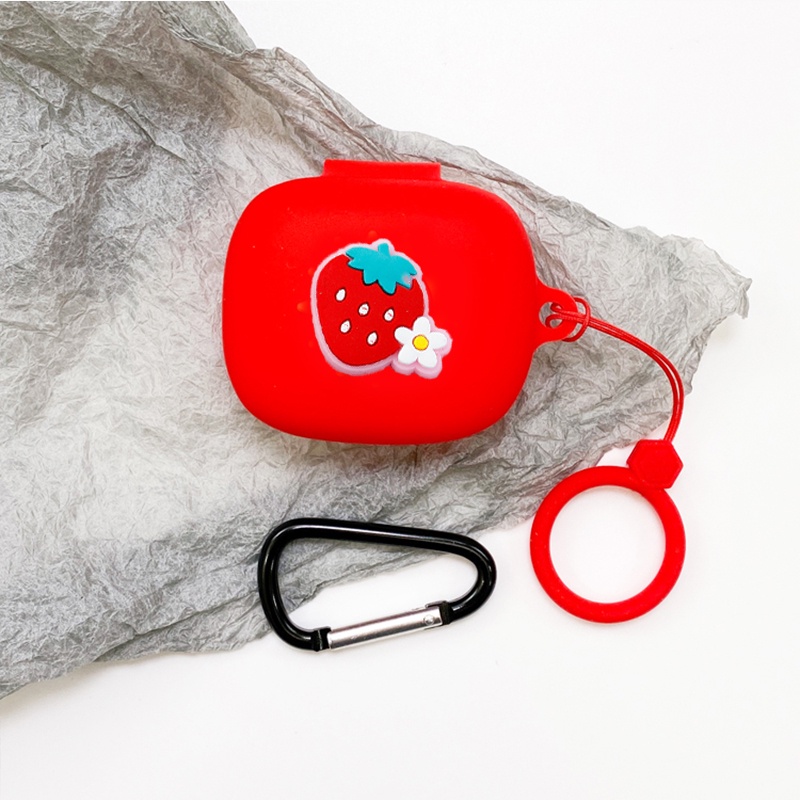 Casing Silikon Motif Kartun + Ring Holder Anti Jatuh Untuk Simpan Earphone Wireless Bluetooth JBL Live Pro 2 TWS