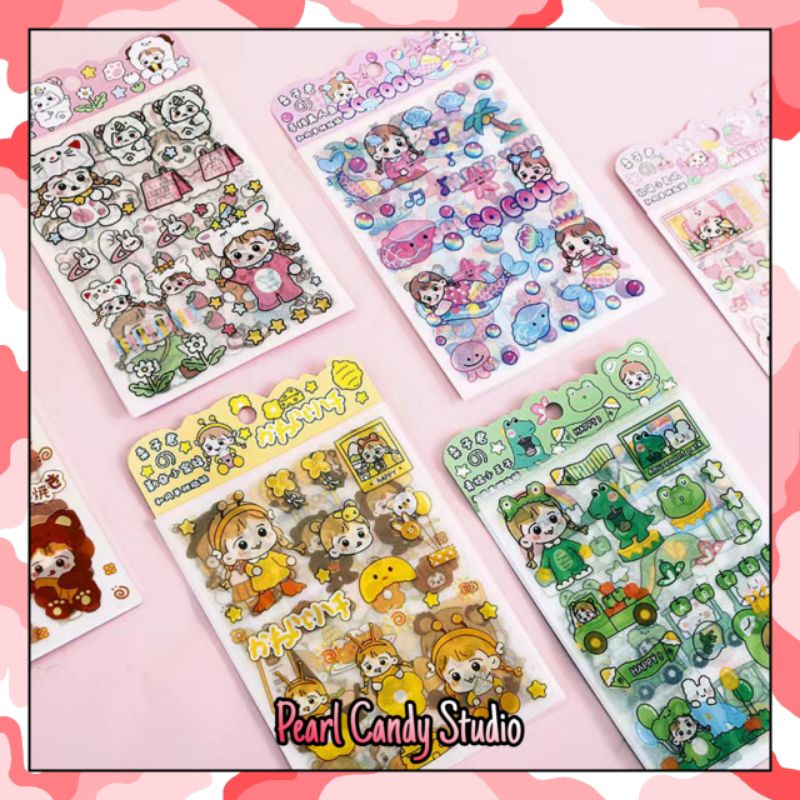 

Flowertree Kawaii Sticker PVC 10 Lembar dalam satu paket, Untuk dekorasi Jurnal, scrapbook dan lainnya.