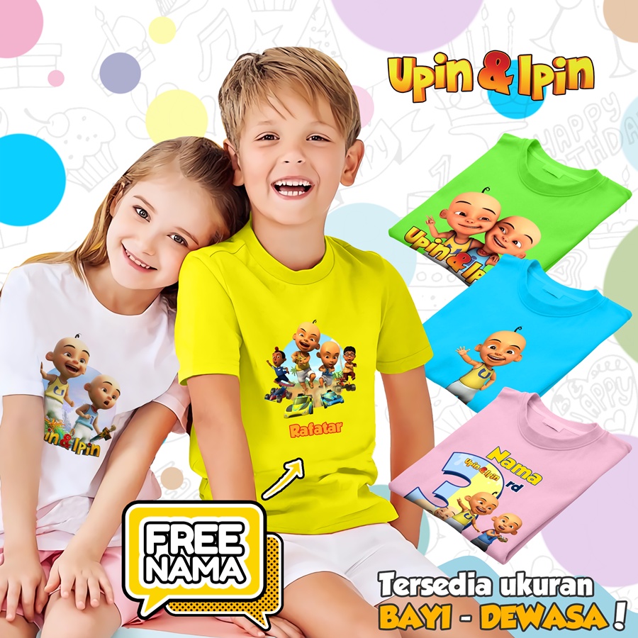 [FREE NAMA!!] Baju Kaos  ANAK UPIN IPIN BANYAK MOTIF