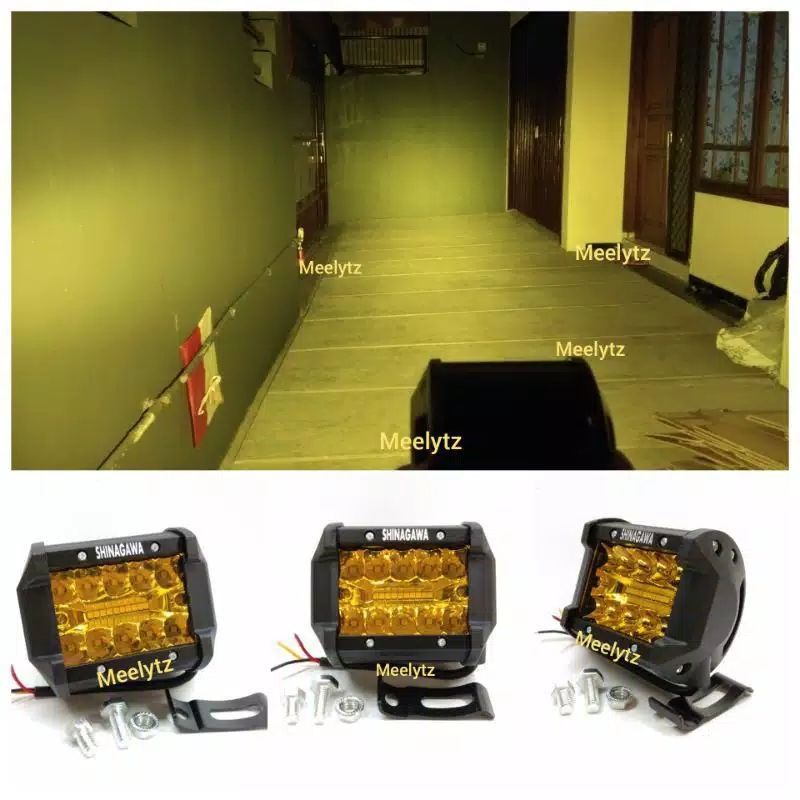 lampu tembak cwl owl 20 mata cahaya kuning 3 susun 12-24volt mobil motor truk