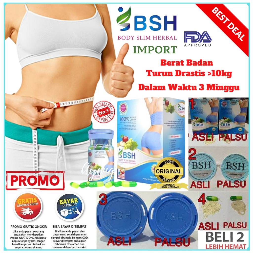 PELANGSING OBAT DIET BODY SLIMMING HERBAL BSH PENURUN BERAT BADAN AMPUH DETOX PEMBAKAR LEMAK SLIMMIN
