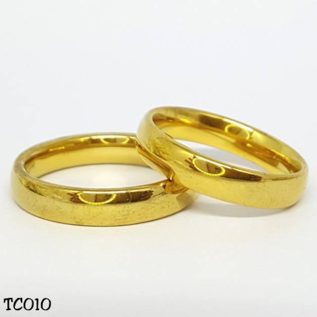 Fourfashion Cincin Couple Polos - Perhiasan Titanium Gold - TC010