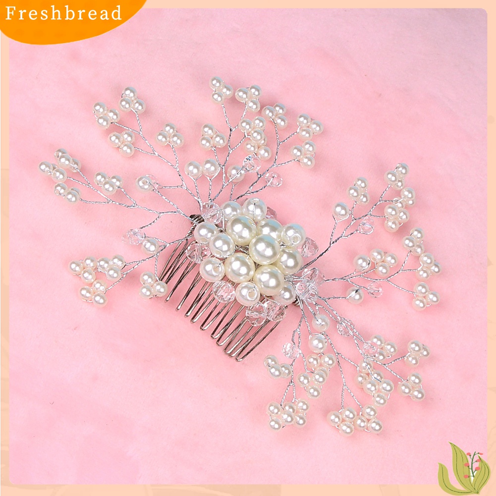 【Fresh】Wedding Party Bridal Elegant Headwear Women Floral Faux Pearl Hairpin Hair Comb