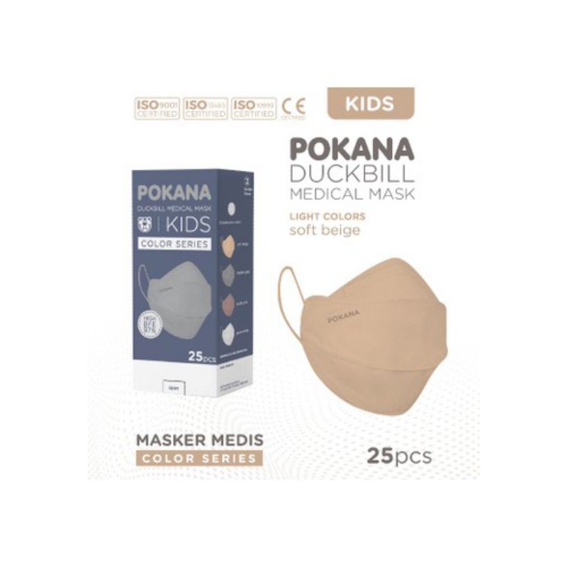 Pokana Duckbill mask kids isi 25pcs warna soft beige & nude pink