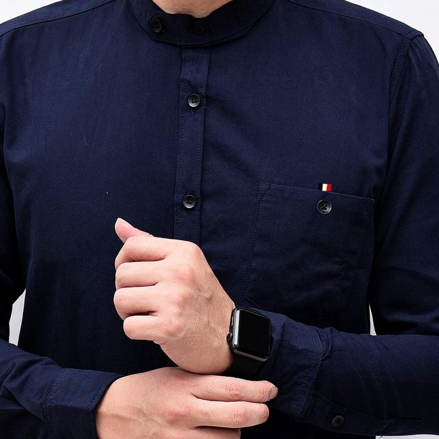 HITZ 2021 [BLESSING] 3992 Kemeja Shanghai Kantor Pria Lengan Panjang Slimfit Shanghai Biru Navy Polo