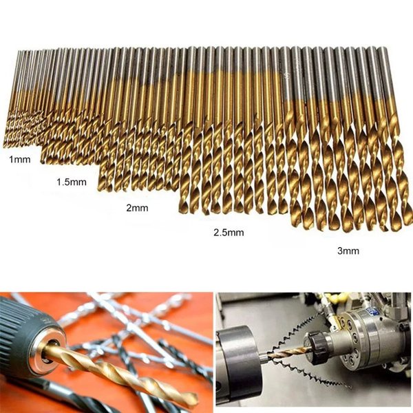 Mata Bor Set Titanium Mini Baja HSS Power DrillBits 50 PCS Tahan Karat