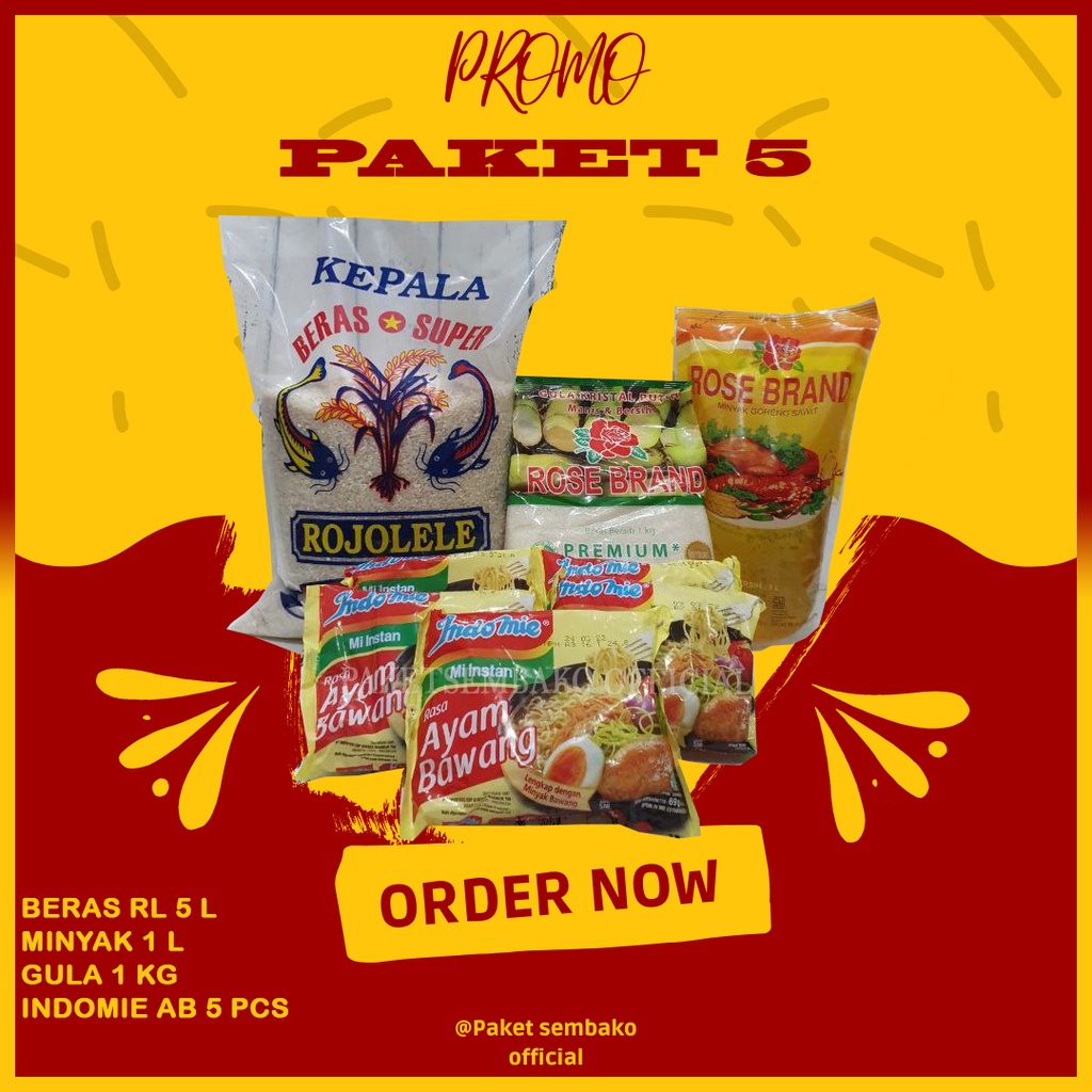 

Paket 5 - Paket Sembako Beras Minyak Gula Mie Paket Sembako Murah Hemat