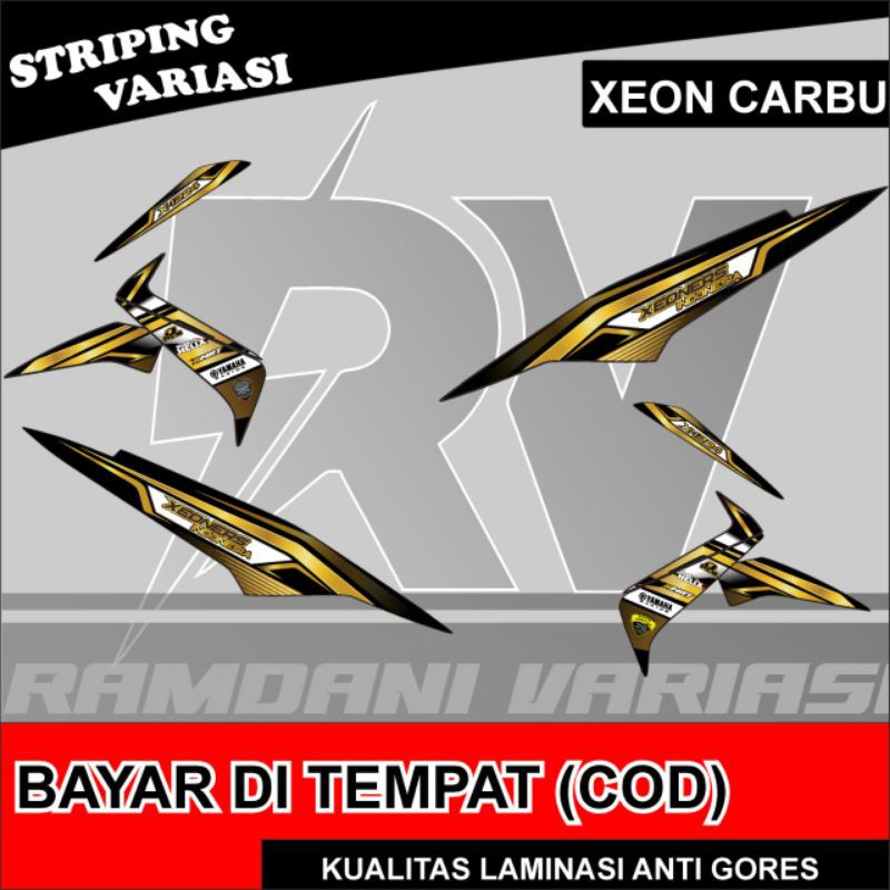 (COD) stripping variasi Xeon rc/stripping stiker Xeon carbu racing gold terbaru
