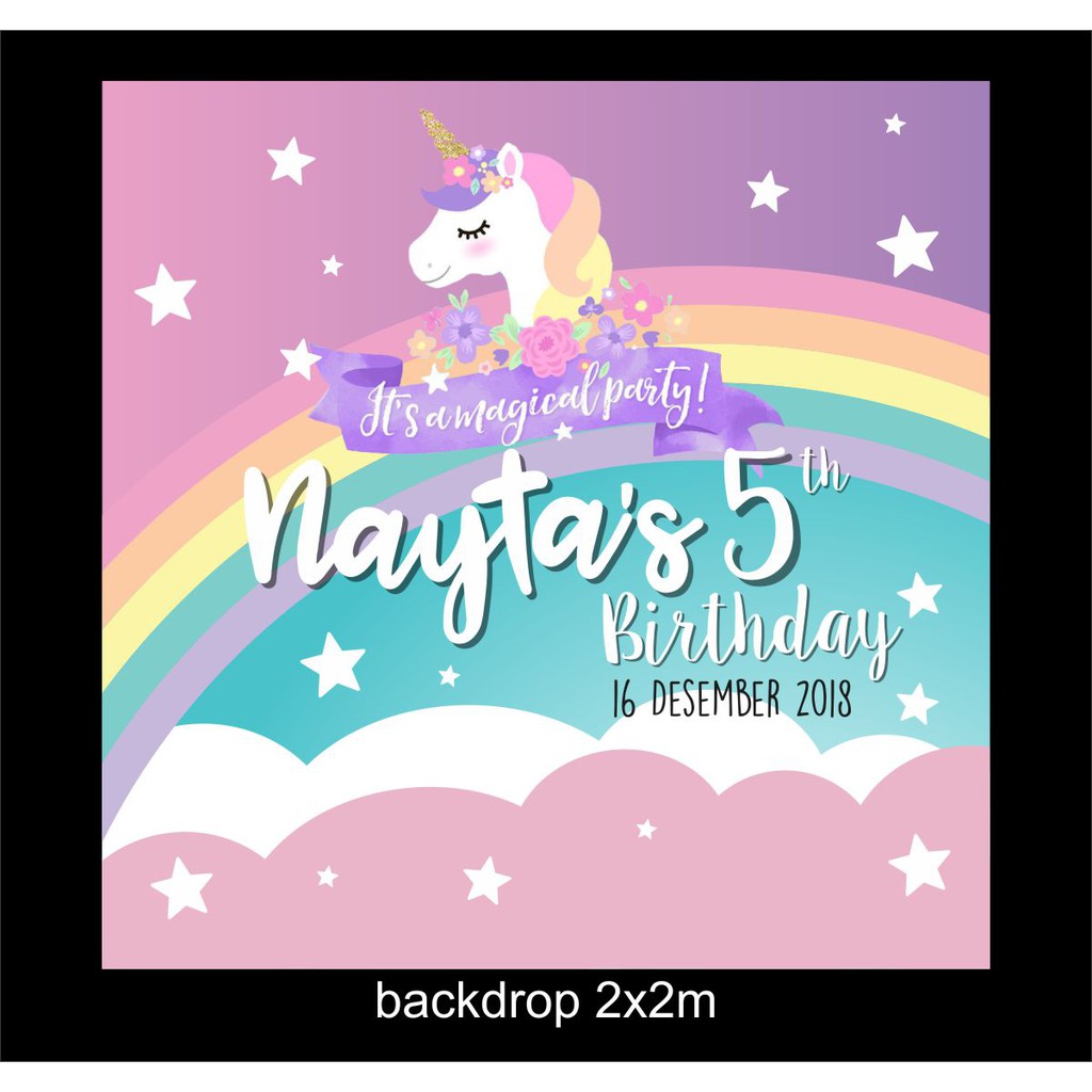 Banner Backdrop Spanduk Ulang Tahun Unicorn Shopee Indonesia