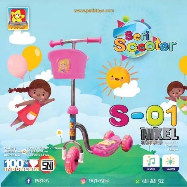 Scooter Skuter Mainan Anak PMB S-01 Nikel