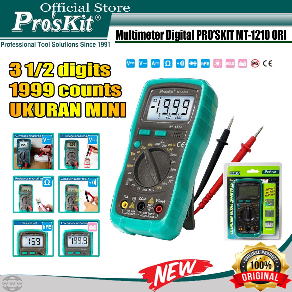 Jual Pro'sKit - Multitester Digital Portable Transistor Test / Avometer ...