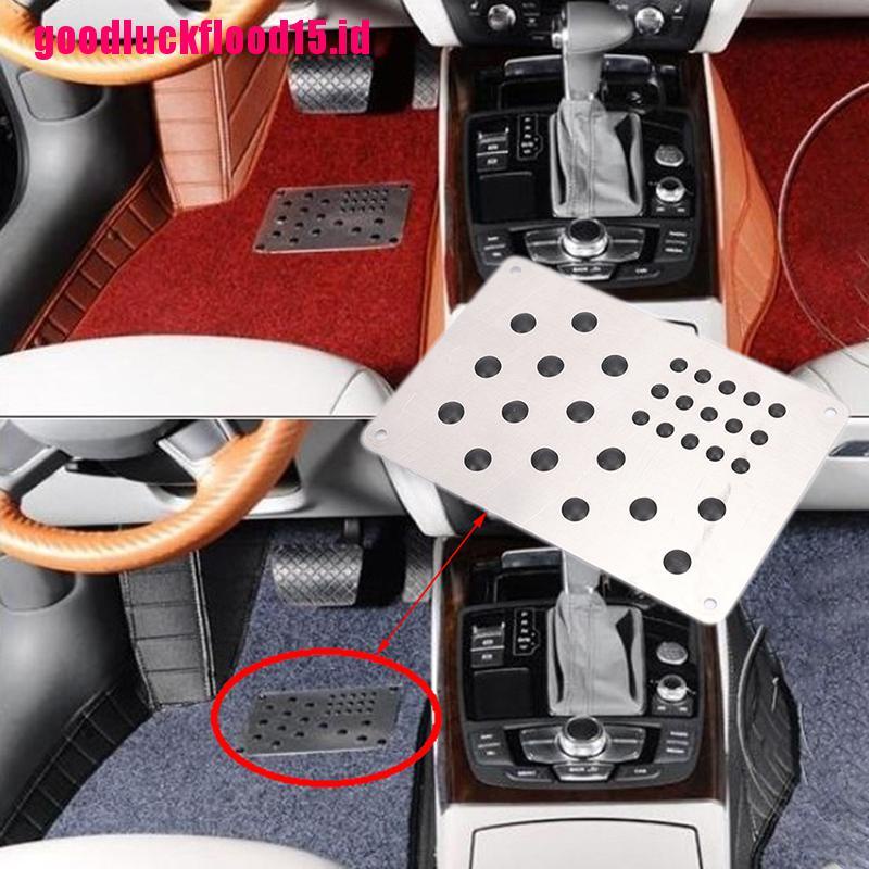 {LUCKID}Car Floor Mat Foot Heel Plate Cover Carpet Pedal Aluminum Alloy+Rubber Universal