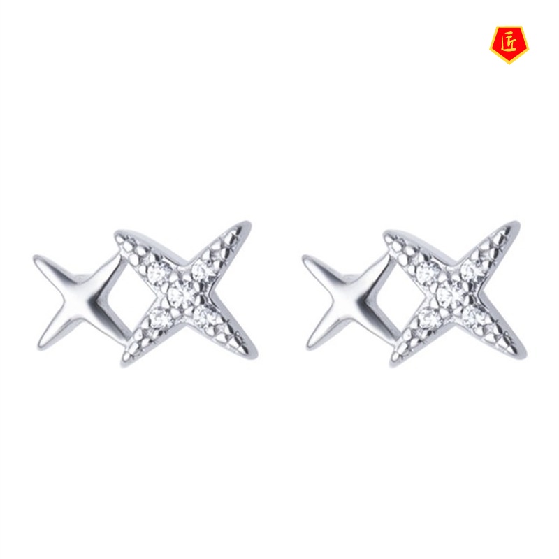 [Ready Stock]Simple Personality Star S925 Silver Stud Earrings for Women