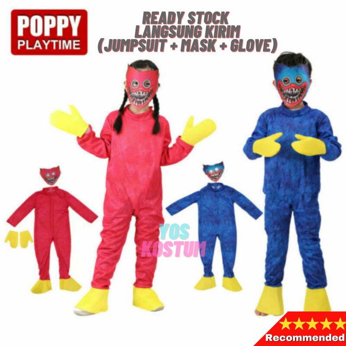 Kostum Anak Poppy Playtime Huggy Wuggy Topeng Karnaval Halloween Impor