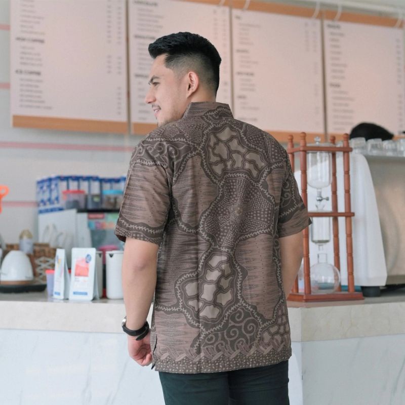 Lapis Furing Kemeja Batik Pria Lengan Panjang pendek Bahan Katun Handprinting Premium Lapis Furing