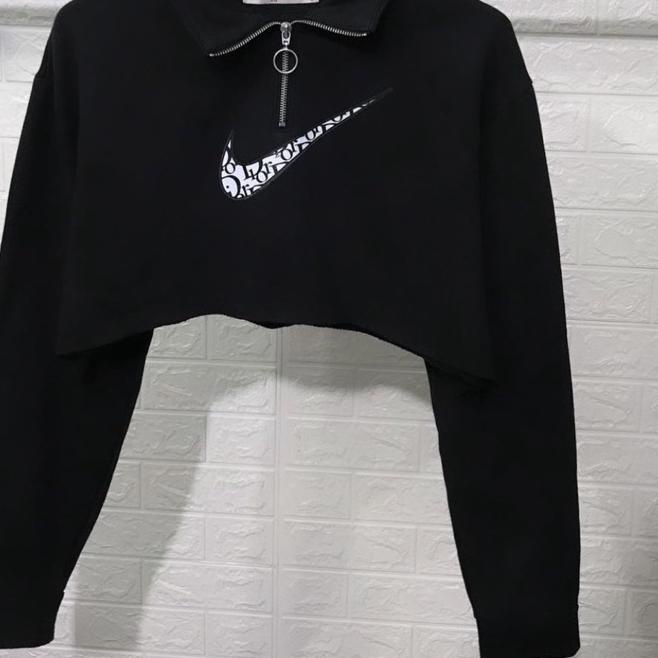 COD  7.7 NIKE ZIPPER CROOPE SWEATER | CROPTOP SWEATER WANITA MURAH [KODE 263]