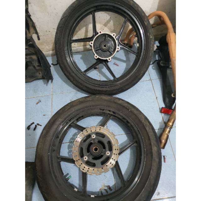 Velg fullset ninja 250 karbu 250r velk original asli ori standar pelek