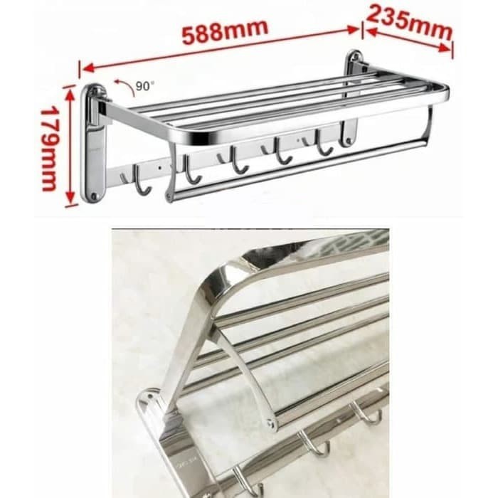 (SerbaSerbi)Rak Handuk Dinding Toilet Stainlees Kuat Kamar Mandi Multifungsi Termurah