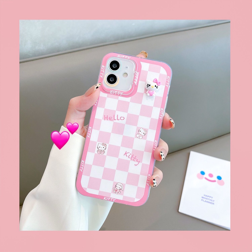 Case Motif Print Catur Warna Pink Untuk IPhone 12 13 11 Pro Max X Xs Max Xr 6119