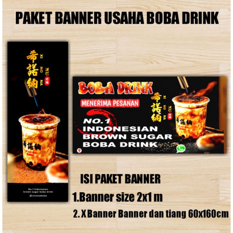 BANNER USAHA PAKET BANNER X BANNER BOBA DRINK 1 SET