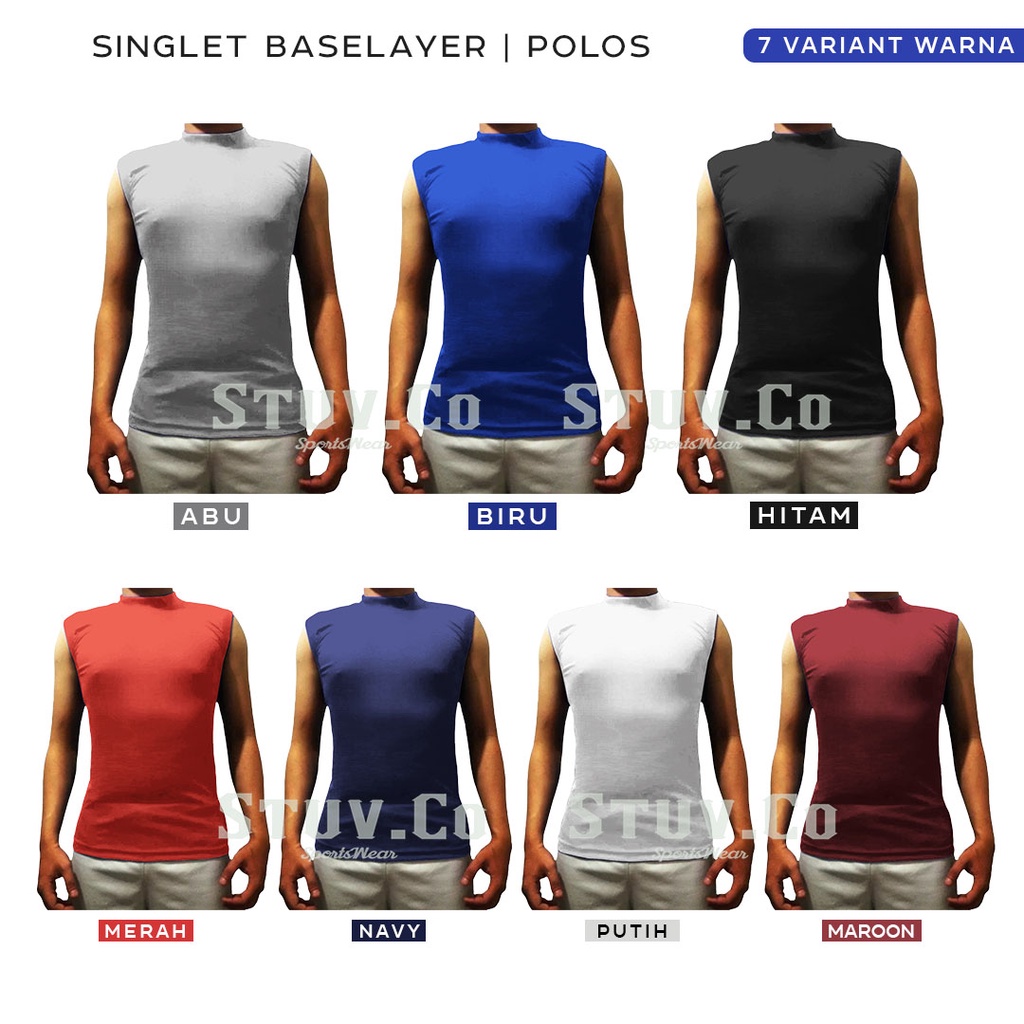 BASELAYER SLEEVELESS TANPA LENGAN OLAHRAGA GYM FITNESS LATIHAN FUTSAL SEPAKBOLA PRIA WANITA