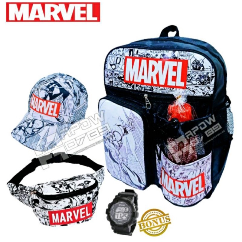 Ransel anak TK SD Paket 4in1 anak laki-laki Motif kartun karakter Marvel