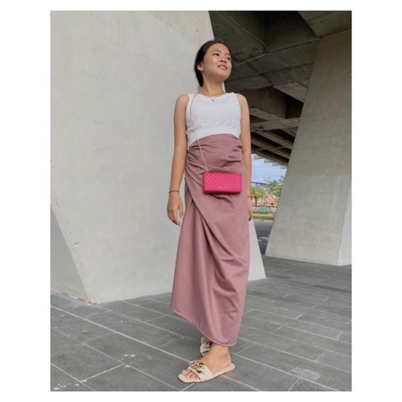 Rok lilit Instant kekinian / Rok lilit instant mudah dibentuk / Rok santai wrap skirt kekinian Toyobo